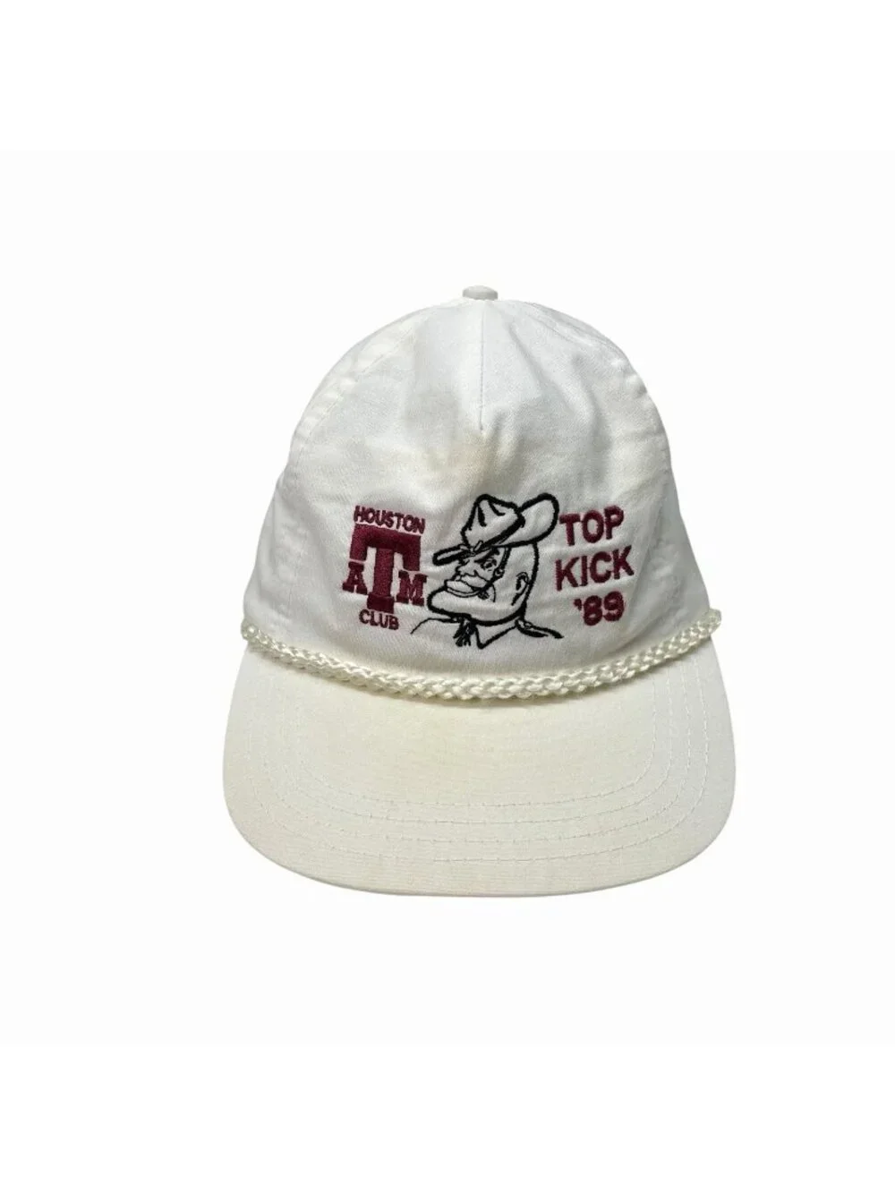 Vintage Texas A&M Aggies 'Ol Sarge Rope Hat Houston Club Top Kick '90 White 90s